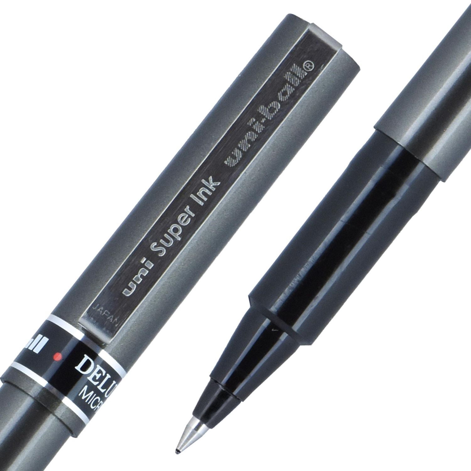 Stylos à bille roulante uni-ball Deluxe, pointe micro (0.5 mm), Noir, paquet de 3