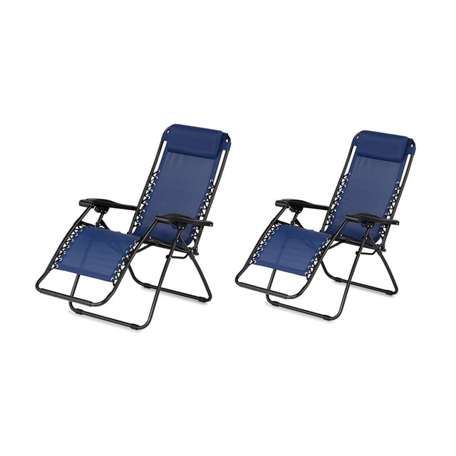 Caravan Chaise Longue Pliante d'Extérieur à Gravité Zéro Sports, Bleue (Lot de 2)