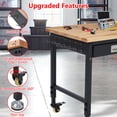 thumbnail image 3 of Établi Ajustable 2025 pour Garage, Établi 48 Pouces x 24 Pouces, Capacité de 2000 Lb, Poste de Travail en Bois de Caoutchouc avec 4 Roulettes, Table de Travail Robuste avec 2 Ports USB et 4 Prises CA, 3 of 7
