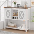 thumbnail image 2 of BeesClover Coffee Bar Cabinet, Console Entryway Table with Storage, Farmhouse Sideboard Buffet Cabinet with Sliding Barn Doors, Wine Liquor Cabinet with Racks for Kitchen, Hallway, Living Room, 2 of 9