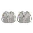 thumbnail image 2 of maskred Bucket Shoulder Bag Drawstring Bag Purse Handbags Small Shopping Gray 22x11x19CM 2Set, 2 of 6