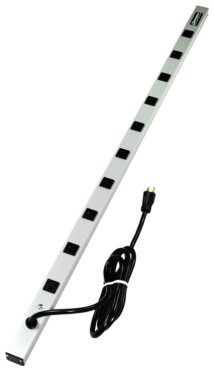 Legrand Wiremold 4810BDS20R CabinetMate Plug-In Outlet Center Unit, 20 Amp Power Strip with 10 Outlets and Computer Grade Surge, 48 Inches Long, 15 Foot Cord, Silver (1 Pack)