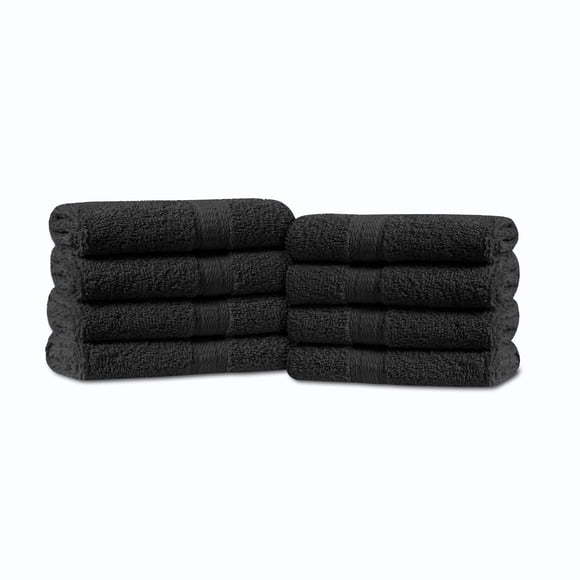 Ensemble de 8 débarbouillettes Mainstays, 12 po x 12 po, 100 % coton, noir