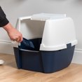 thumbnail image 5 of IRIS USA Jumbo Hooded Cat Litter Box with Scoop Navy, 5 of 5