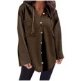 thumbnail image 1 of Swstbby Soldes d'Automne! Hauts d'Automne pour Femmes Grande Taille, Chandail à Capuchon à Manches Longues Patchwork Contrasté Décontracté Café L, 1 of 5