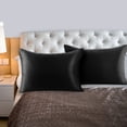 thumbnail image 1 of PiccoCasa 2 Pcs Satin Pillowcase Zippered Silky Sateen, Standard Black, 1 of 9