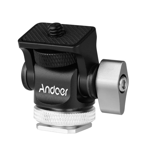 FlyFlise Mini Monitor Mount Tripod Head Cold Shoe Adapter Aluminum Alloy 1/4 Inch Screw