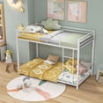 thumbnail image 2 of Patiojoy Bunk Bed Frame Twin Over Twin Heavy Duty Metal Bed Frame w/Slat & Ladder White, 2 of 7