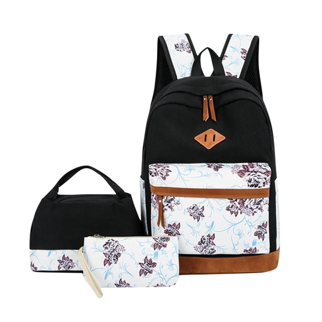 Mefallenssiah Leisure Backpack Three Piece Set, Large Capacity Student Backpack Backpack, Floral Backpack, Girl Backpack Suitable for School, Travel, and Going Out