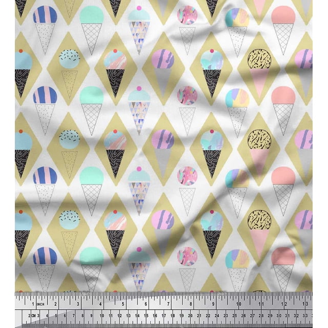 Soimoi Orange Modal Satin Fabric Octagon Art Geometric Decor Fabric Printed Yard 42 Inch Wide