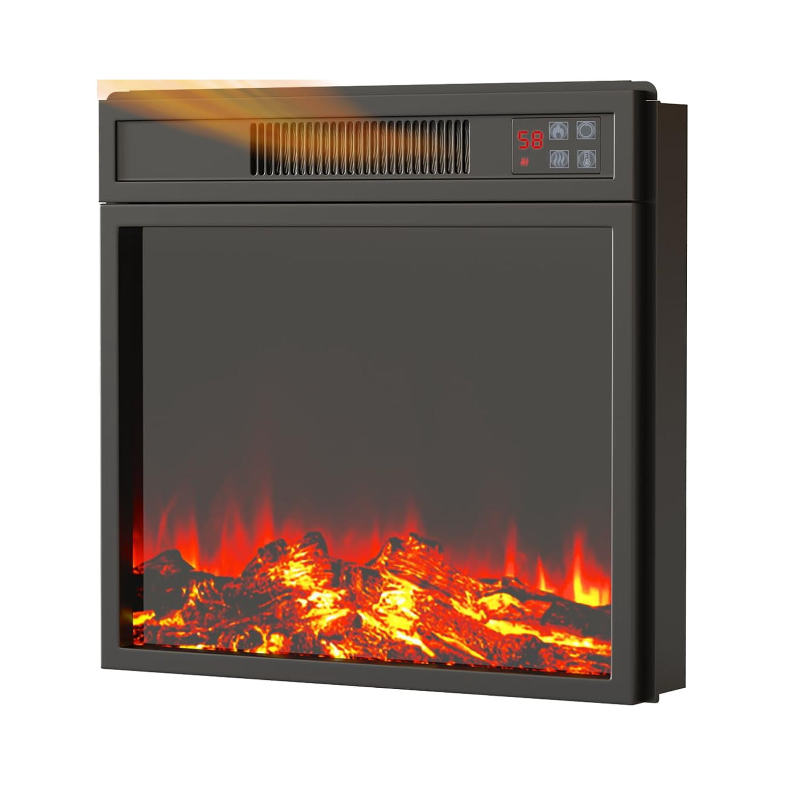 18" Electric Fireplace Insert, Recessed Fireplace Heater with Low Noise, Remote Control with Timer, Touch Screen, Adjustable Flame Brightness,