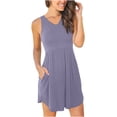 thumbnail image 1 of Gspmoly Robes d'Été pour Femmes, Robe Sans Manches pour Femmes à Couleur Unie avec Ceinture, Grand Ourlet, Col en V, Poche, Style Court, Robes de Vacances pour Femmes Économies, 1 of 5