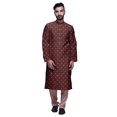 thumbnail image 1 of Atasi Kurta Ethnique en Satin Slub avec Churidar pour Hommes, Tenue de Fête Imprimée, 1 of 1