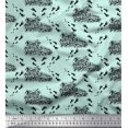thumbnail image 1 of Tissu de Voile de Coton Vert Pomme Imprimé Pied & Texte Imprimé 1 Yard 56 Inch Wide, 1 of 5