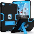 thumbnail image 1 of Case for iPad 6th Generation/iPad 5th Generation (9.7-inch, 2018/2017 Model), iPad Air 2 Case, Hybrid Shockproof Rugged Protective Cover for iPad 9.7 inch with Built-in Kickstand, Black+Blue, 1 of 4