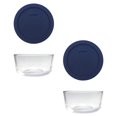thumbnail image 1 of Pyrex Plat Rond de Rangement 4 Tasses avec Couvercle en Plastique Bleu Foncé, Transparent (Lot de 2 Contenants), 1 of 6