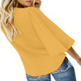 thumbnail image 3 of CHUANK Women‘s Button Down V Neck Tops Ruffled 3/4 Sleeve Tie Knot Front Blouses White Sizes S-2XL, 3 of 5