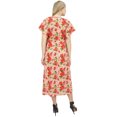 thumbnail image 4 of Bimba Kaftan Long Maxi à Fleurs Pêche pour Femme en Coton, Couvre-Maillot, Robe de Demoiselle d'Honneur-10, 4 of 6