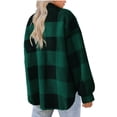 thumbnail image 5 of Timegard Womens Jacket Plus Size Plaid Stand Collar Button down Fleece Hooded Jacket Winter Fuzzy Warm Coat, 5 of 5