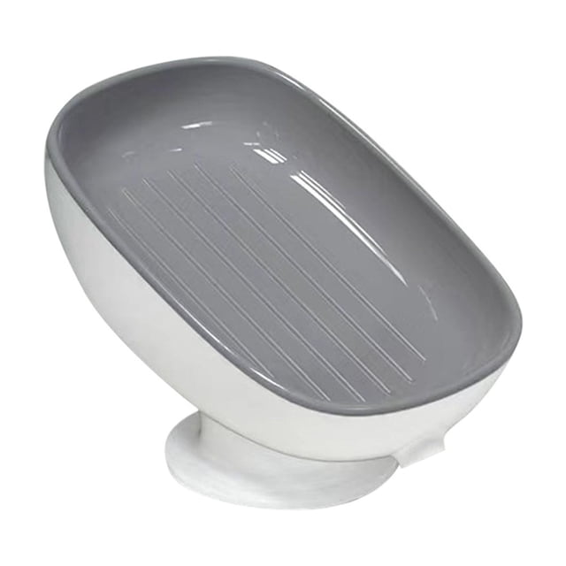 Wall Mounted Soap Dish with Strong Suction Cup Holder for Bathroom Shower Kitchen Easy to Clean Drain Design