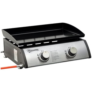 Outsunny 2 Grill à gaz liquéfié, Portable BBQ Grill, Argent