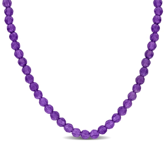 Miabella 15ct TGW Amethyst Facetted Bead Necklace in Sterling Silver