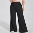thumbnail image 4 of Timegard Plus Size Pants for Women High Waist Ruched Loose Comfy Lounge Pants Wide Leg Workout Trousers, 4 of 6