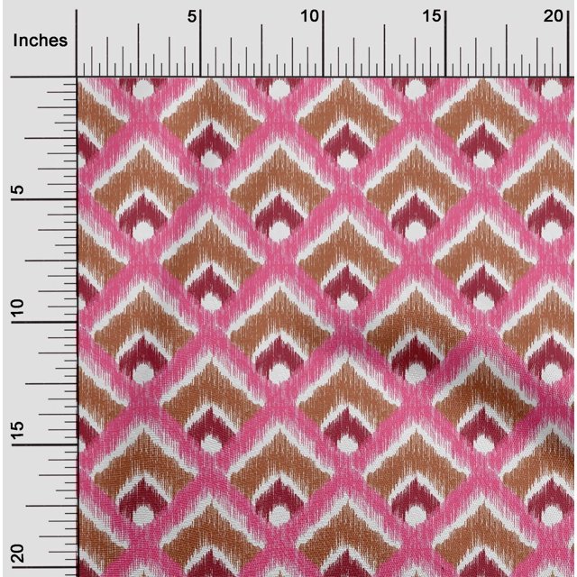 oneOone Cotton Silk Fabric Argyle Style Ikat Print Fabric BTY 42 Inch Wide