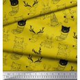 thumbnail image 2 of Soimoi Yellow Modal Satin Fabric Unicorn & Bunny Cartoon Printed Craft Fabric by the Yard 42 Inch Wide, 2 of 3