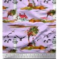 thumbnail image 1 of Soimoi Poly Georgette Fabric Lighthouse,Bird & Tree Nature Decor Fabric Printed Yard 52 Inch Wide, 1 of 1