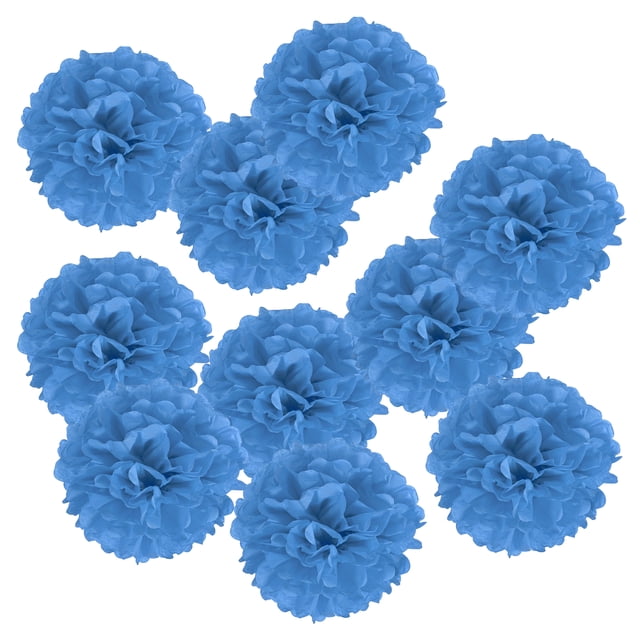 Unique Bargains 6' Tissue Pom Poms Paper Flowers Ball Wedding Party Decoration, Blue 10 Pack