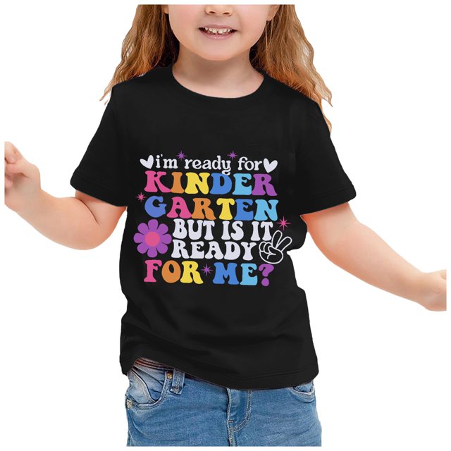TZEWGL Cute Letter Print Short Sleeve Crewneck Basic Shirt For Toddler Blouse For Kids size 8-9T