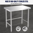 thumbnail image 5 of Yiwa Table de Travail de Cuisine en Acier Inoxydable de Qualité Commerciale 36 X 24 Pouces, Table de Préparation des Aliments avec Roulettes, Argent, 5 of 5