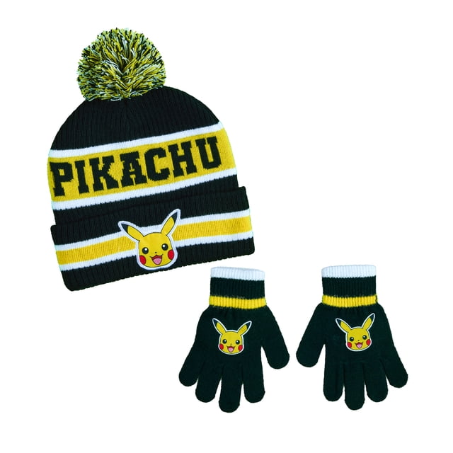 Pokémon Pikachu Style Universitaire Ensemble Tuque et Gants pour Enfants
