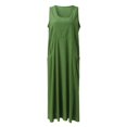 thumbnail image 4 of JIRNDf Robes Maxi d'Été pour Femmes Tendance Couleur Unie Col Rond Poches Longues Robes d'Été Quotidiennes pour Femmes Robe Boho Verte TTTTG, 4 of 7