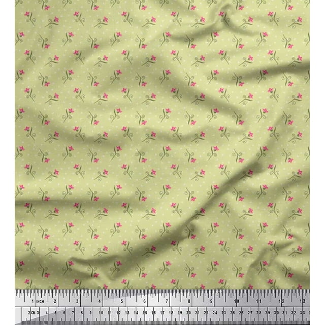 Soimoi Velvet Fabric Swirl,Triangle & Floral Artistic Print Sewing Fabric Yard 58 Inch Wide