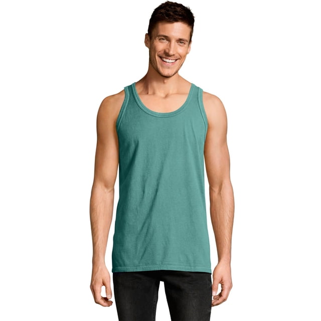 Hanes Mens ComfortWash Garment Dyed Sleeveless Tank Top, S, Spanish Moss