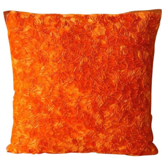 Pillow Covers, Throw Pillow Covers 22x22 inch (55x55 cm), Orange Accent Pillows, Abstract Ribbon Textured Pillows Cover, Art Silk Square Pillows, Halloween Decorations - Orange Peel