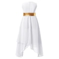 thumbnail image 2 of Raenseen Robe de Danse Sans Manches Métallique pour Filles, Ourlet Irrégulier, Blanc 8, 2 of 5