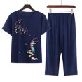 thumbnail image 2 of Birdeem Blouses pour Femmes Ensemble Estival Décontracté Imprimé à Manches Courtes Col Rond Haut Pantalon Tailleur Mince Usé Extérieur Tenue d'Intérieur, 2 of 12