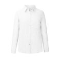 thumbnail image 2 of Chemise à Manches Longues Femme Chemise Unie pour Femmes Blouse Ample à Col en V Tunique Décontractée de Travail à Manches Longues avec Poche Robe à Manches Longues Femme Hauts à Col en V pour Femmes, 2 of 5