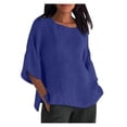 thumbnail image 2 of EGNMCR T-Shirts pour Femmes Mode d'Été pour Femmes Manches Raccourcies Col Rond Coton Ligne Chemise Ample Blouse, 2 of 6