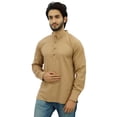 thumbnail image 2 of Atasi Kurta Court Ethnique pour Homme Brun Pâle Col Mandarin Chemise en Coton-TG, 2 of 7