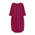thumbnail image 4 of Pompotops Womens Pocket Loose Dress Ladies Neck Casual Long Tops Dress Plus Size On Sale, 4 of 4