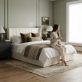 thumbnail image 2 of Aykah Queen Bed Frame with Storage, Modern Metal Platform Bed Frame with High Headboard, Wood Slat Support, No Box Spring Required, 2 of 10