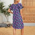 thumbnail image 4 of Ovzne Robes pour Femmes 2025 Robe Femme Décontractée Mode Grande Taille Imprimée Manches Courtes Col Rond Robe de Vacances Manches Courtes Imprimée Liquidation, 4 of 6