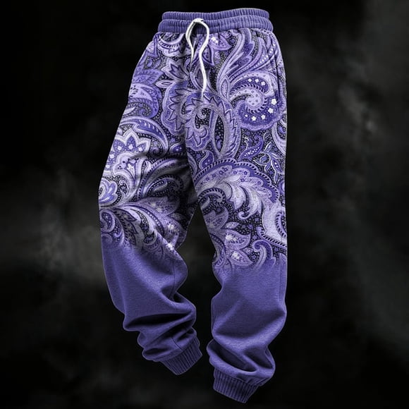 Men's Casual Carnival Print Elastic Waist Trousers with Pockets for Everyday Outdoor Activities and Comfortable Daily Wear