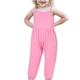 thumbnail image 1 of Girls Childrens Summer Solid Color Romper Sling Sleeveless Backless Short Jumpsuit, 1 of 9