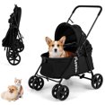 thumbnail image 1 of Gymax Pet Stroller for Small Medium Dogs w/Swivel Front Wheels & One-Step Rear Brake Black, 1 of 10