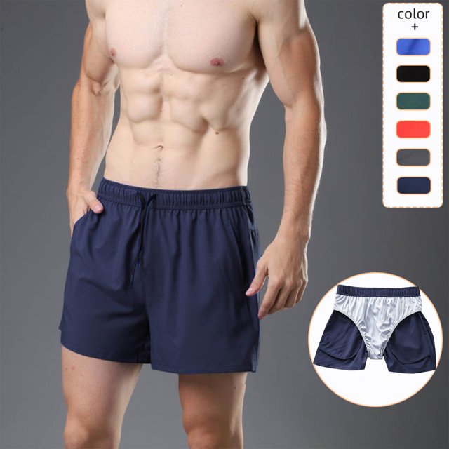 Styesk Mens Shorts Man Solid-Color Casual Sports Breathable Running Training Drawstring Pocket Shorts